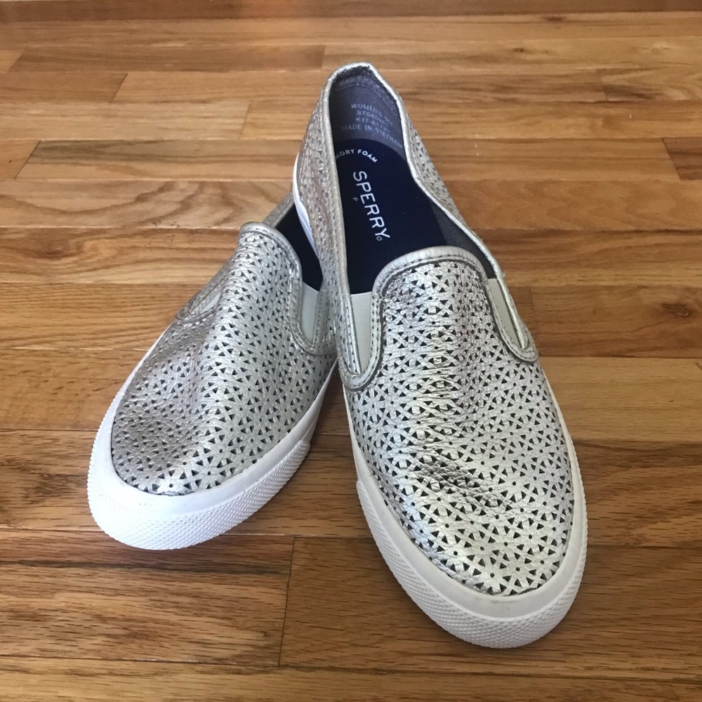 Sperry Size 9 Metallic Top Sidder Seaside Slip-Ons